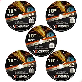 Volzer, Kit 5 Discos de Corte Policorte Volzer Aço Inox 10 Pol x 3mm x 3/4 Pol 5317