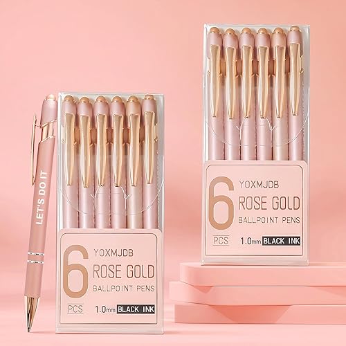 Miniatura 5 de Bolígrafos para pantallas táctiles, paquete de 12 bolígrafos inspiradores de oro rosa, bolígrafos de punta media de 0.039 pulgadas, bonitos