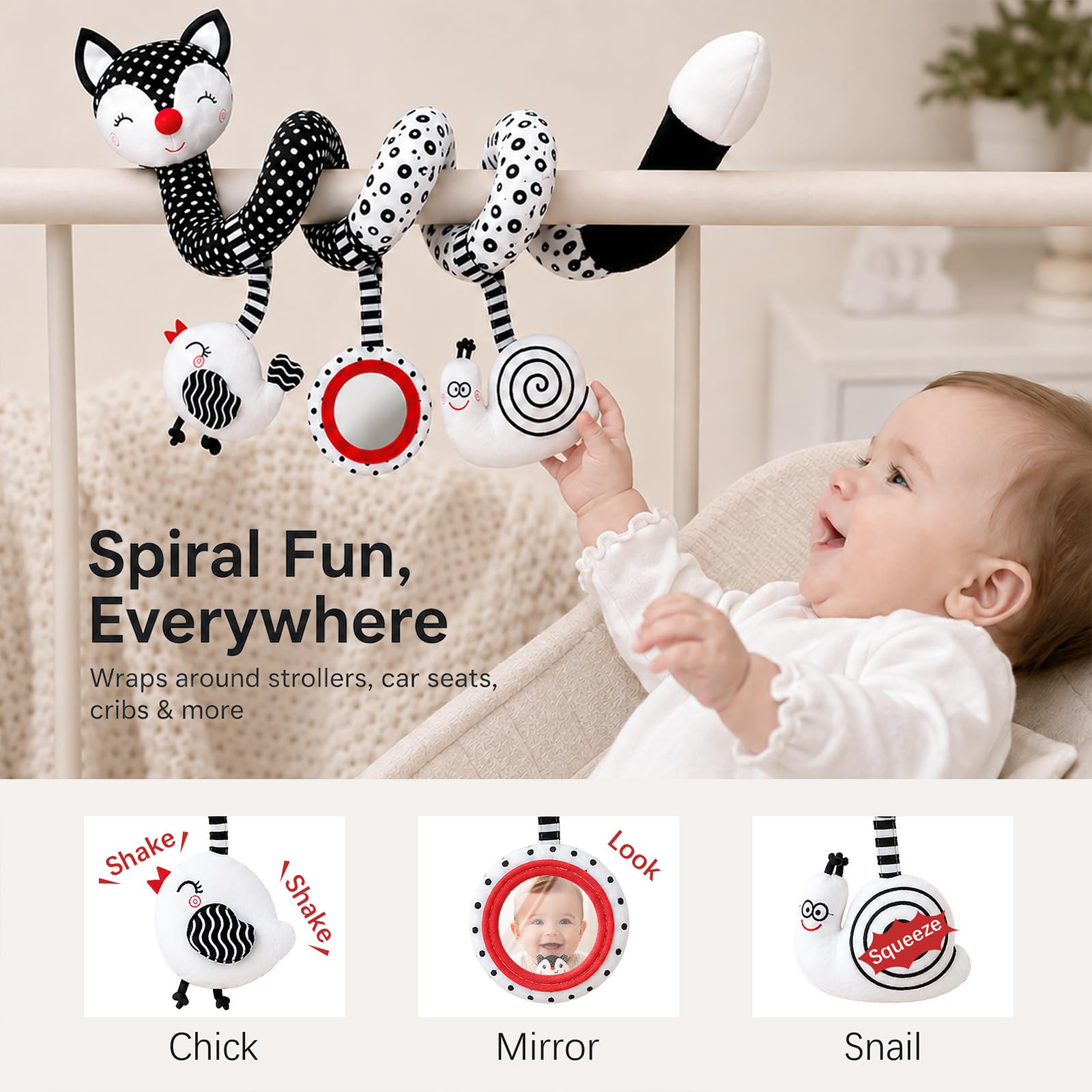 vamei Coffret Cadeau Bébé, Jouet Sensoriel Bebe, Spirale d'Activité Bébé