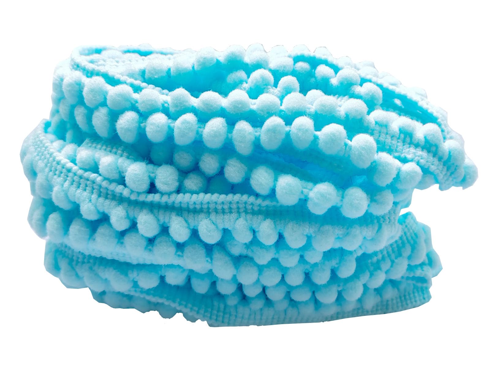 MONIDOOR Mini Pom Pom Trim 8 Yards 5mm Ball Fringe Trim for Sewing Accessory Decoration DIY Crafts (Light Blue 1741)