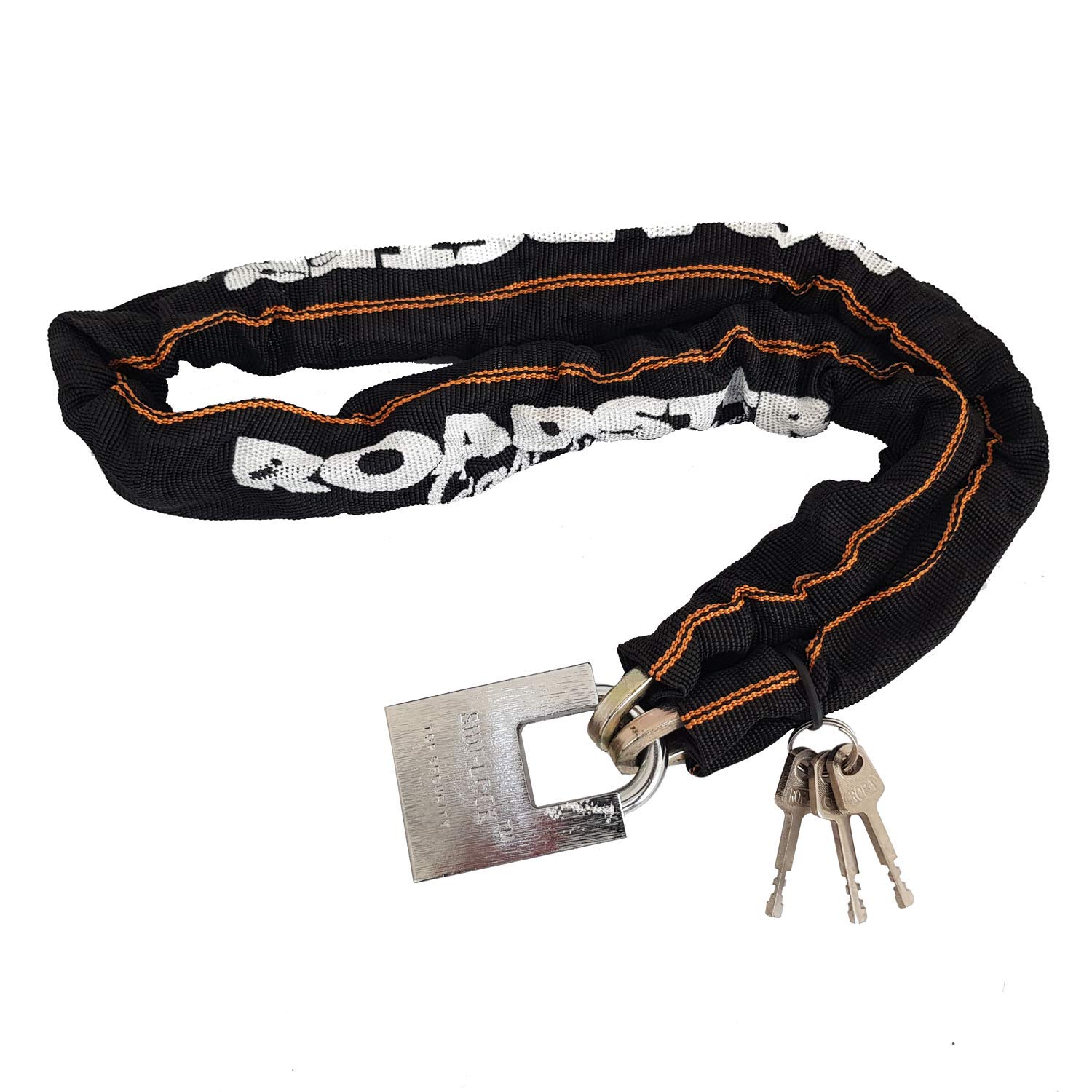 Roadster Motorbike Bike Security Chain 1M Square Link With Nylon Sleeve & Padlock