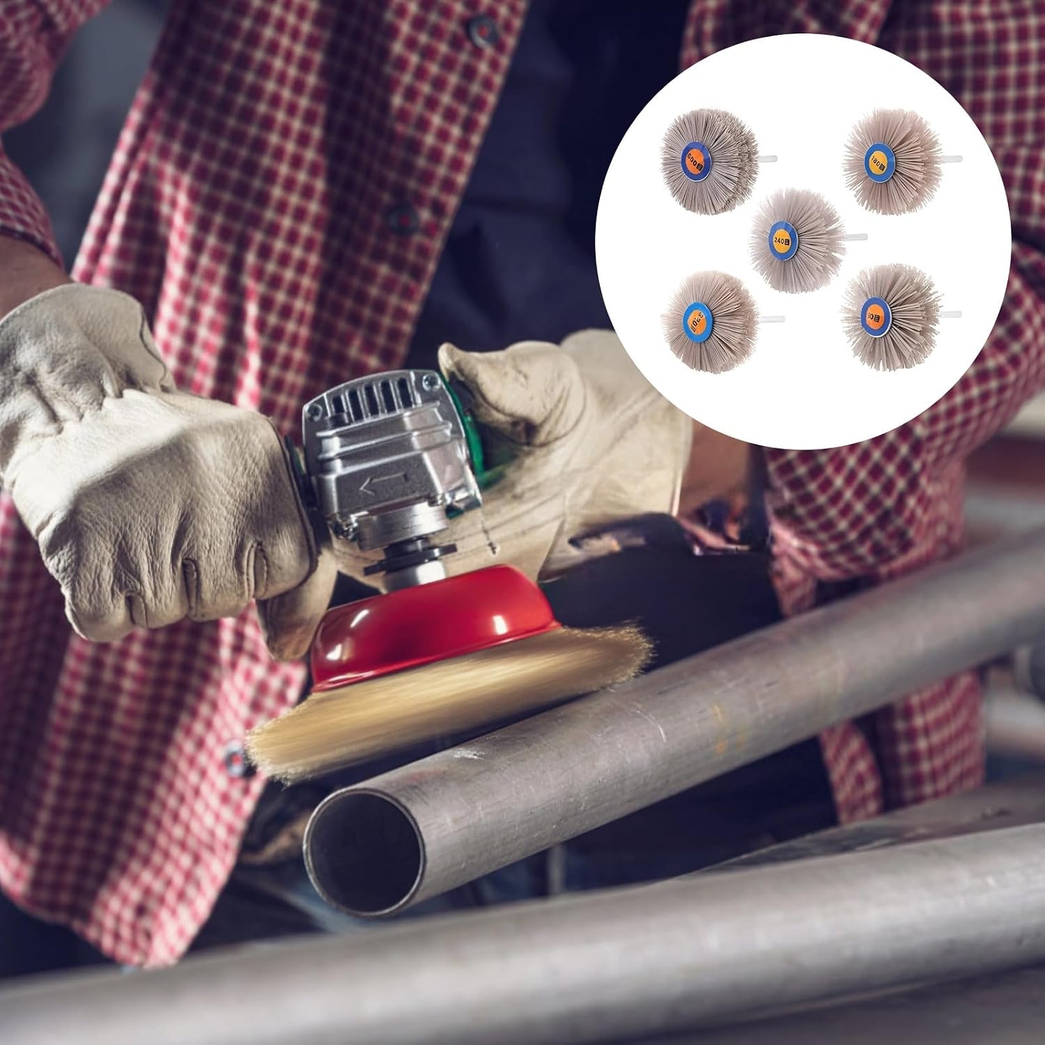 5-Piece Nylon Wheel Brush Set With 6Mm Shank, Multi-Grit (80#, 180#, 240#, 320#, 600#) Abrasive Grinding Heads For Woodworking, Rust Removal, And Finishing