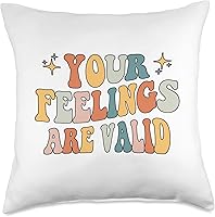 Vista 5 de Mental Health Matter Counselor Therapist Tee NS Your Feelings are Valid - Bonita almohada retro para concientización de la salud mental, 16 x 16