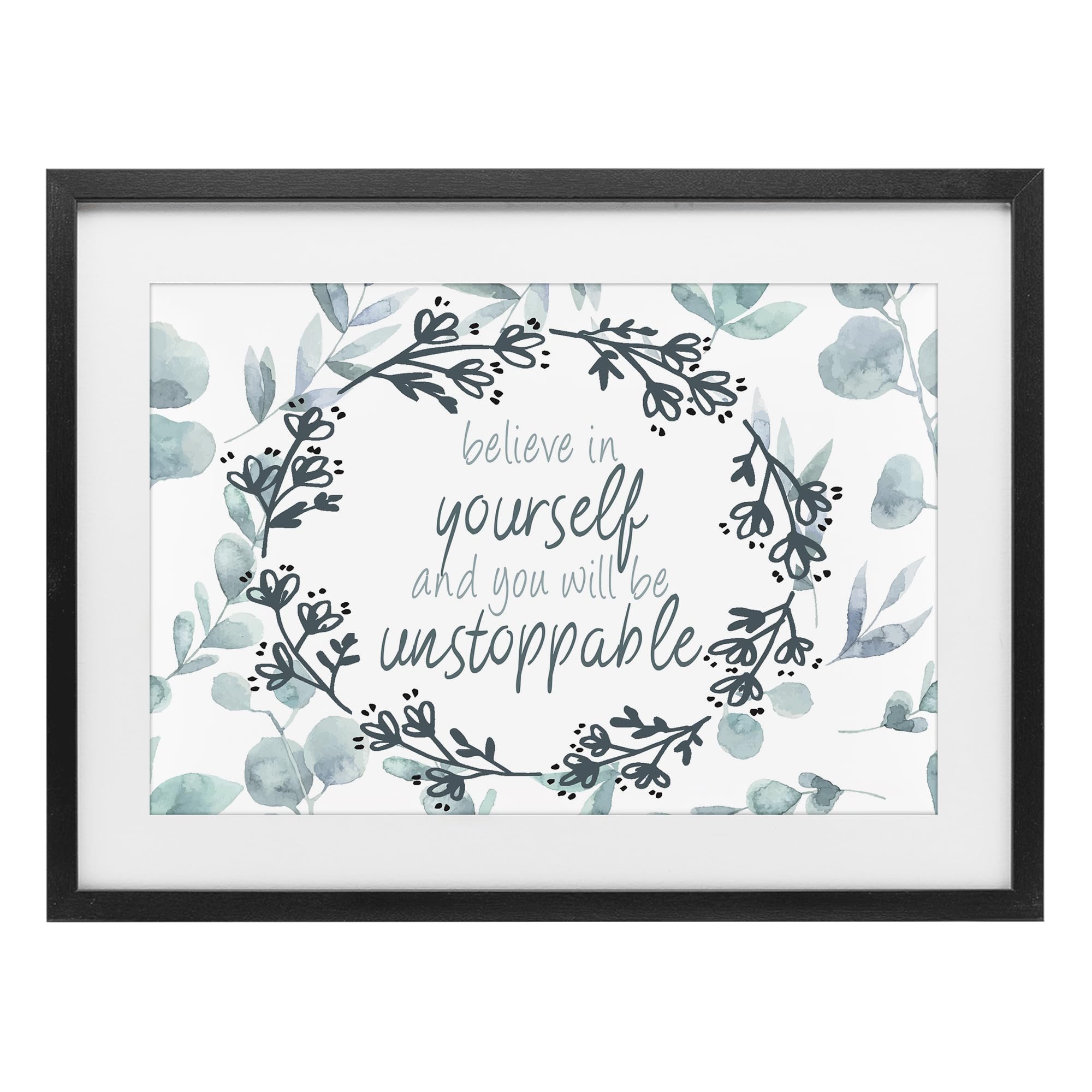 Stupell Industries Midnight Black (Textured) 'You Will Be Unstoppable'| Framed Print Under Glass