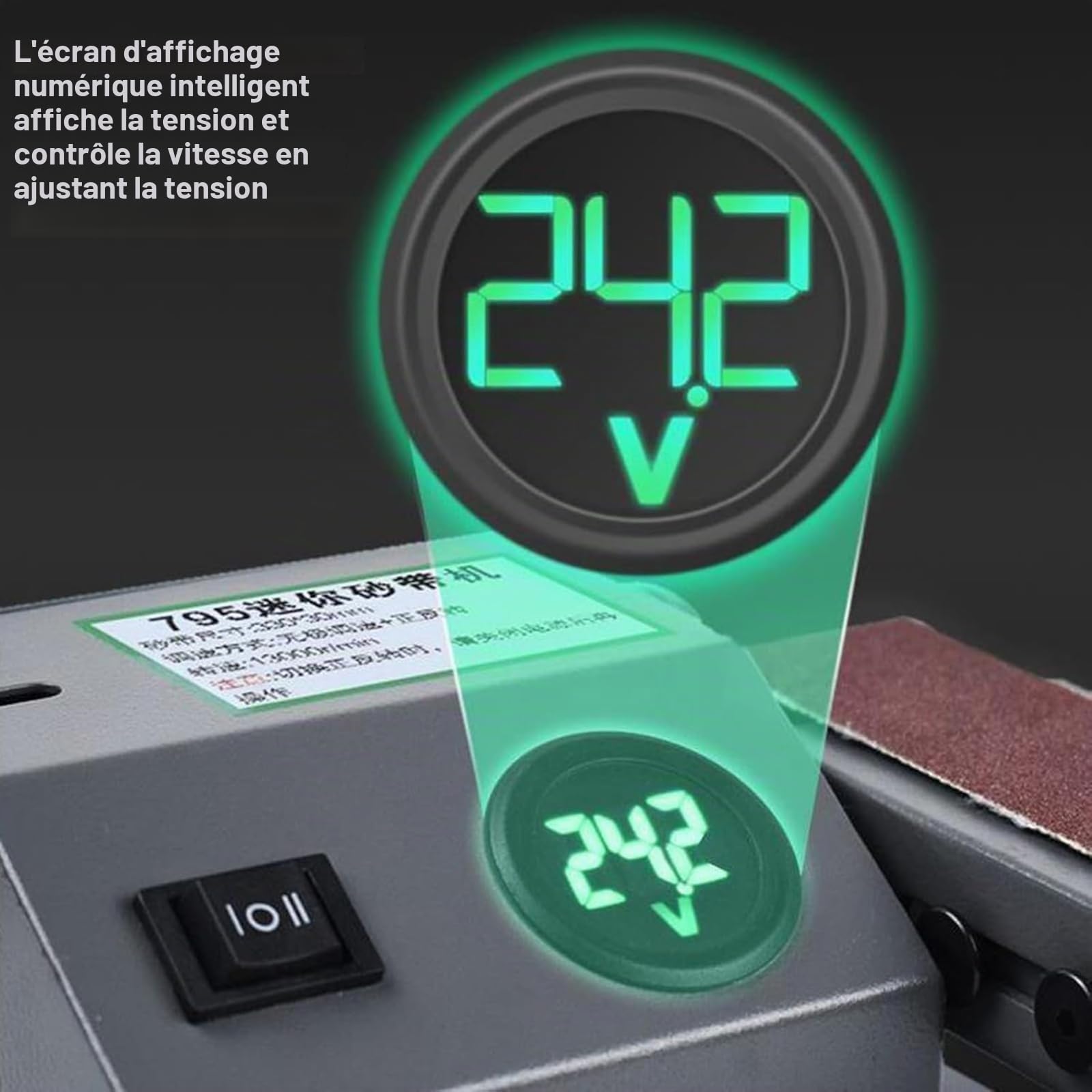 Ponceuse à bande humide, mini affûteuse de couteaux électrique 350 W avec vitesse réglable, 10 bandes abrasives, meuleuse d'établi pour couteau, système d'affûtage humide et sec, machine de polissage