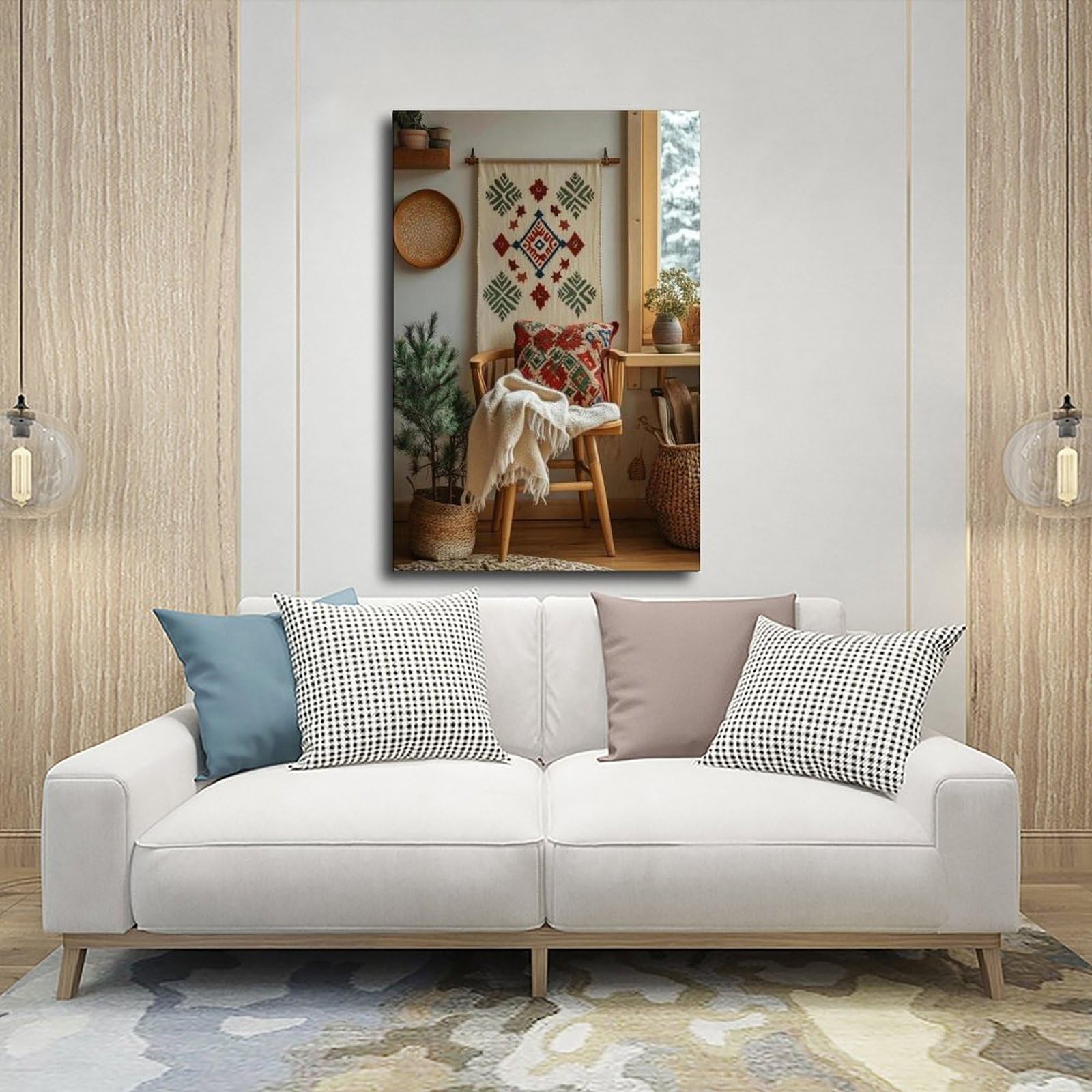 Hallandssöm - Poster su tela con ricamo folk, decorazione per camera da letto, ufficio, stanza, regalo, 40,6 cm di lunghezza x 61 cm di larghezza