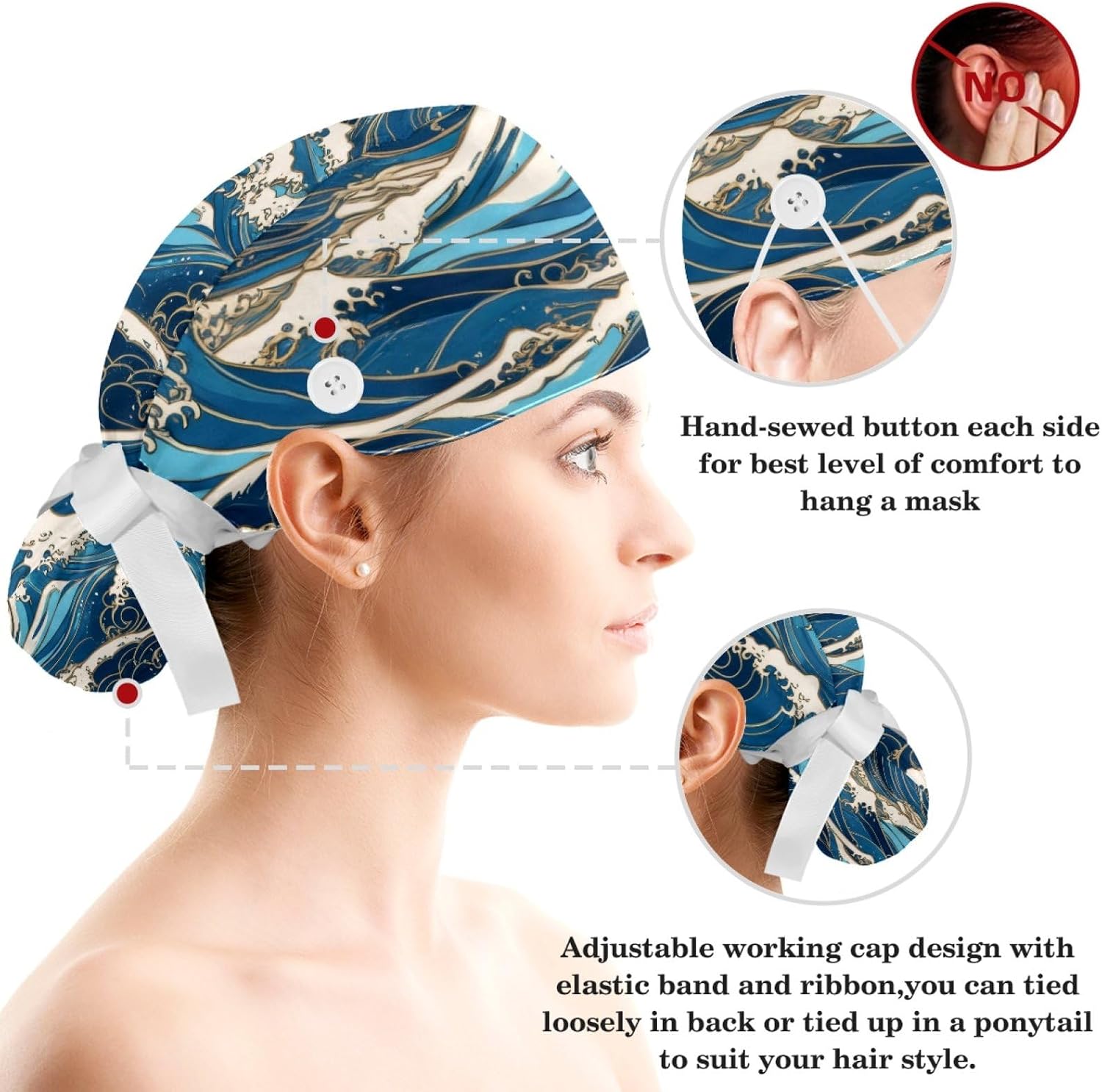 Scrub Cap, Nurse Hat, Surgical Cap with Hair Scrunchy