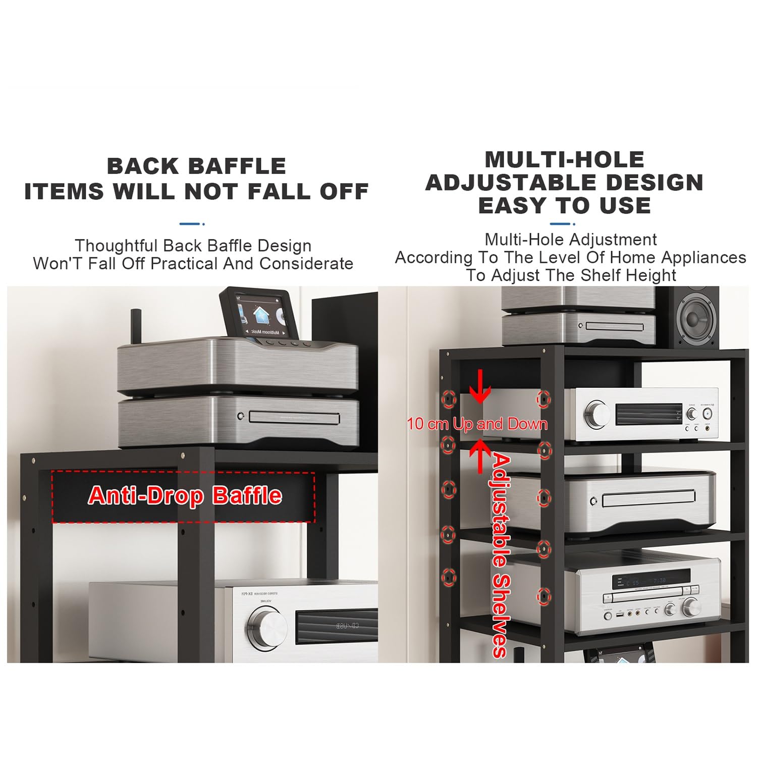 Generico Supporto per videocassette in Stile Moderno di metà secolo - Supporto multimediale per Console di Gioco, Stereo, Dvd - Torre angolare per Soggiorno e configurazione di Registrazione per Vide