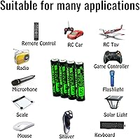 Vista 5 de (4 unidades) 1.2v 1100mAh AAA Ni-MH batería recargable de baja autodescarga para luces solares, más