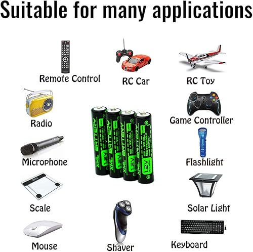 Miniatura 5 de XML Battery (4 unidades) 1.2v 1100mAh AAA Ni-MH batería recargable de baja autodescarga para luces solares, más
