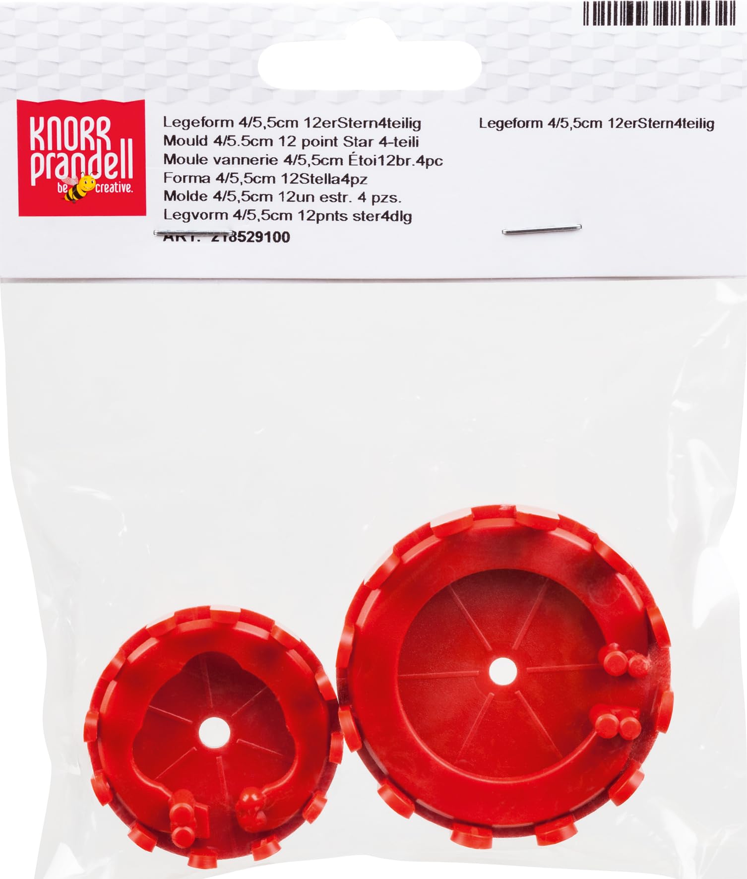 Knorr Prandell Straw Placement Ring Set - 12 Point Art Supplies - Set of 4 Moulds Diameter 4 & 4.5 cm with Compression - For Kids