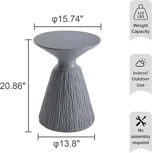 Miniatura 10 de HOMPUS Mesa auxiliar de hormigón para exteriores, con forma de hongo, bonita mesa auxiliar Morden, decoración de patio, mesa redonda de café,