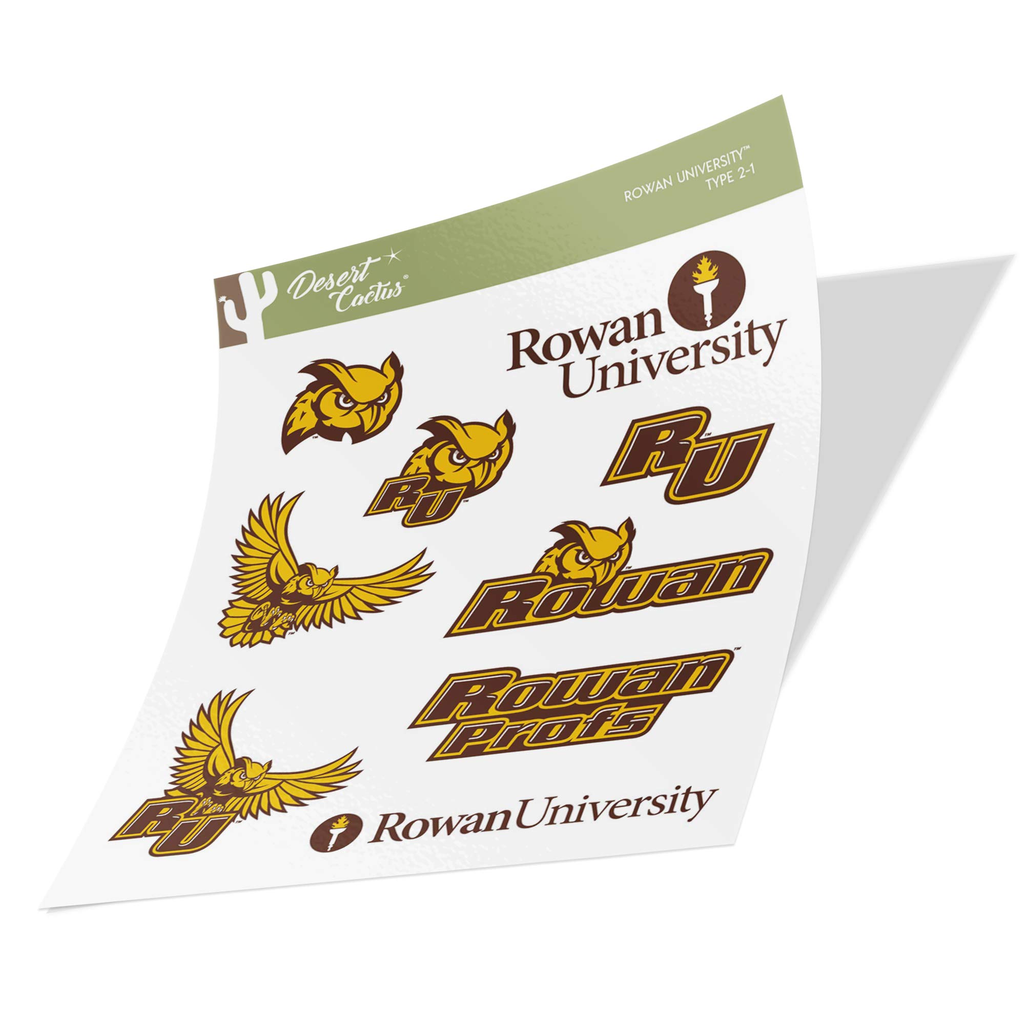 Desert Cactus Rowan University Sticker RU Profs Sticker Vinyl Decals Laptop Water Bottle Car Scrapbook Sheet T2 (Type 2)