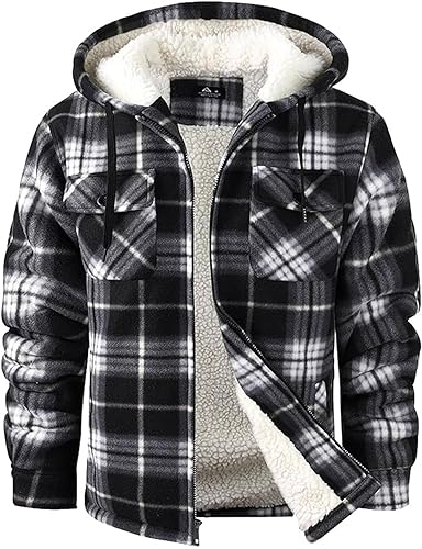 GEEK LIGHTING Men's Flannel Shirts Jacket Sherpa Lined Fleece Plaid