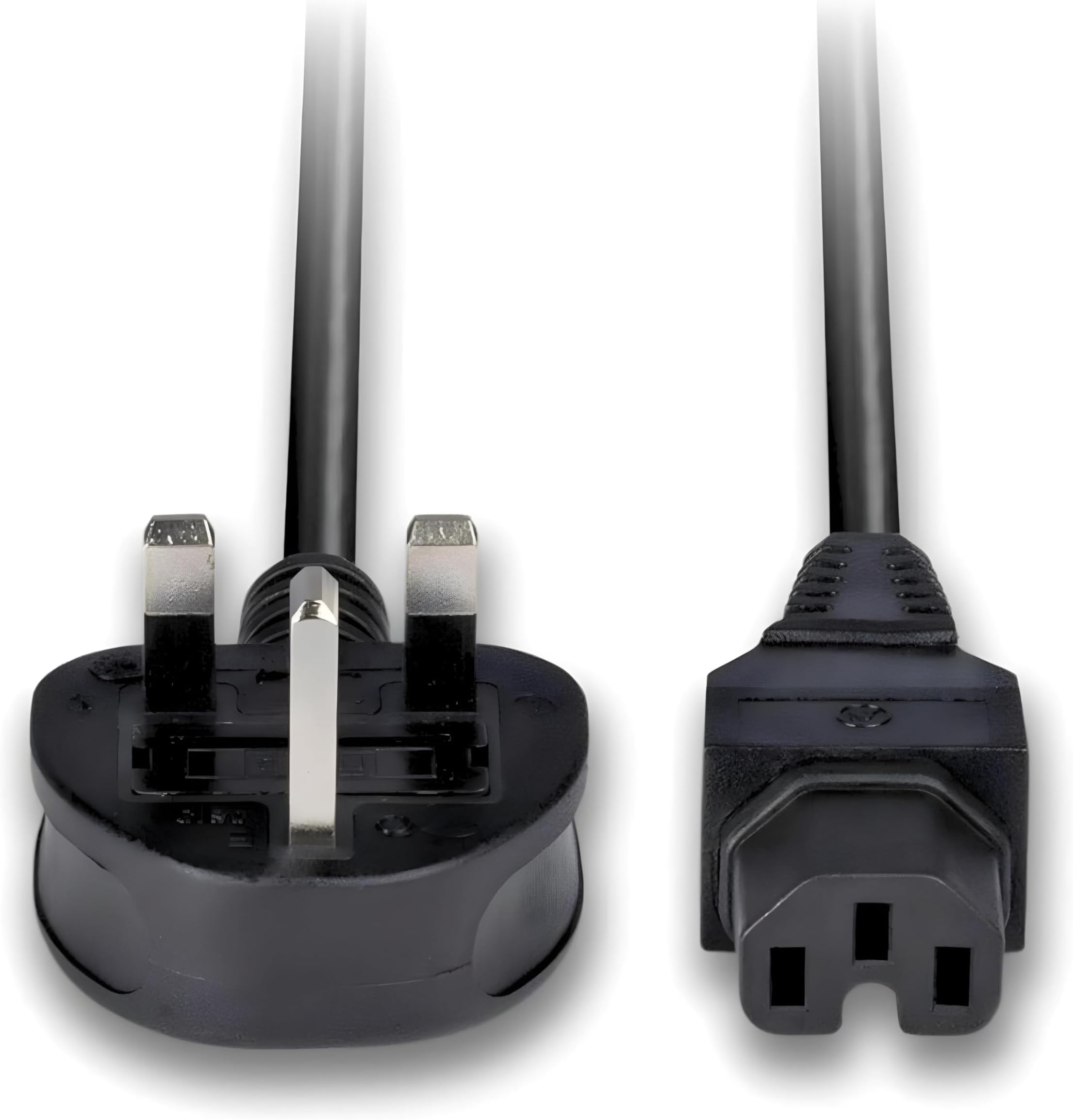 C15 Kettle Power Supply Adapter Cord Mains Cable Lead UK Plug with Notch - IEC Socket Hot Conditioned for Cisco Switches, PC, Monitor Server Wall Paper Stripper Steamer Crock Pot 1.8M Long