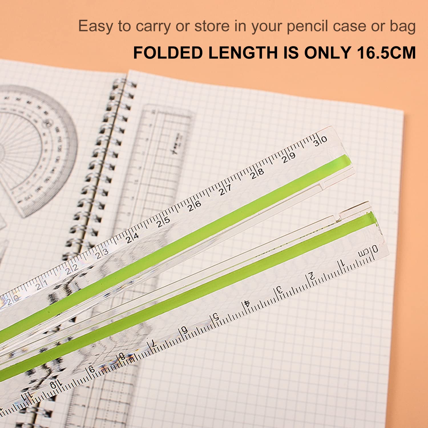 Lot De 2 Règles Pliables Transparentes 30 Cm - Papeterie École, Géométrie, Pour Étudiants
