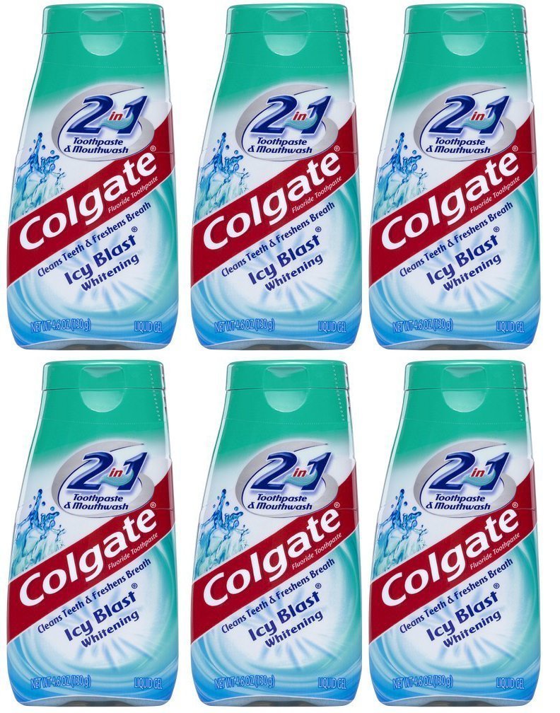 Colgate 2 in 1 Toothpaste Mouthwash Whitening 4 6 Tubes Icy Blast 27 6 Oz Pack of 6