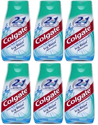 Colgate 2-in-1 Toothpaste & Mouthwash, Whitening Icy Blast, 4.6-Ounce Tubes Pack of 6