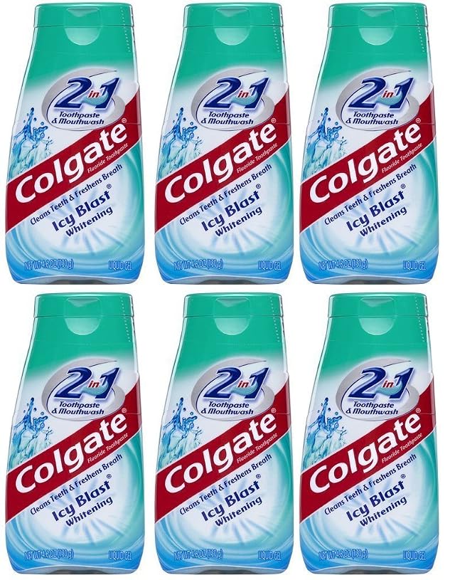 Colgate 2 in 1 Toothpaste Mouthwash Whitening 4 6 Tubes Icy Blast 27 6 Oz Pack of 6