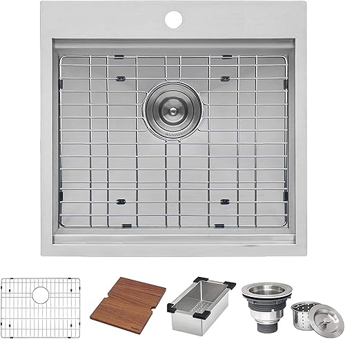 Miniatura 3 de Ruvati RVH8221 - Fregadero de cocina con estación de trabajo RV de 21 x 20 pulgadas, montaje en la parte superior, acero inoxidable calibre 16