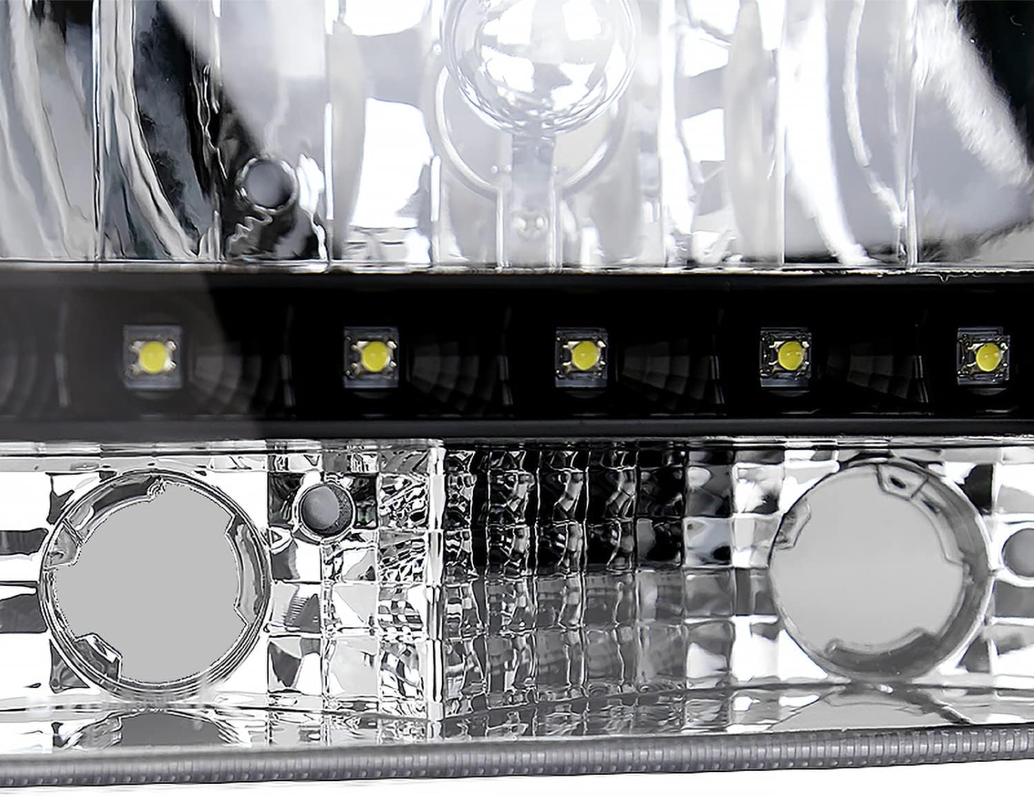SPEC-D TUNING Led Crystal Headlights & Black Tail Brake Lamps for 1997-2004 Dodge Dakota Left + Right Pair