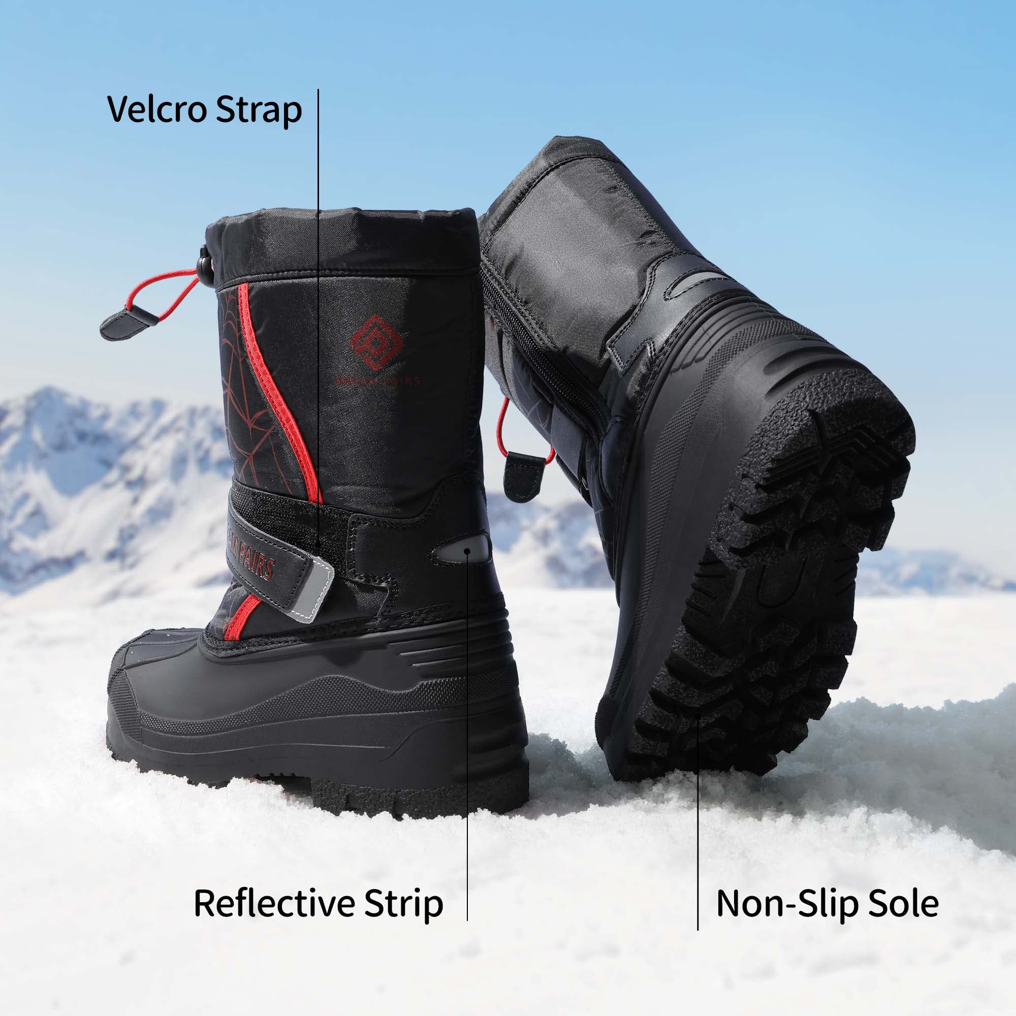 DREAM PAIRS Kids Botas de Nieve Invierno Ninos con Forro Calido Zapatos de Senderismo con Cordones Impermeables Acolchados Pesados KAMICK