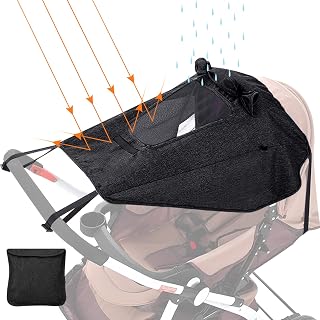 Parasol carro bebe,GeeRic sombrilla carrito bebe universal con protección lateral,Toldo universal Impermeable Funda para Cochecito de Bebé, Protección solar con UV 50+, Ajustable
