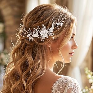 Amazon.com : Unicra Flower Hair Vine Pearl Bridal Headpieces