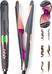 ANGENIL Hair Straightener and Curler 2 in 1 Professional Flat Iron Curling Iron in One Dual Voltage Hair Straightener Iron with Digital LCD Display Adjustable Temp for All Hair Types