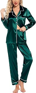 Leikar Silk Pajamas Long Sleeve Pajama Sets For Women Soft Button Down Pajamas Pj Set