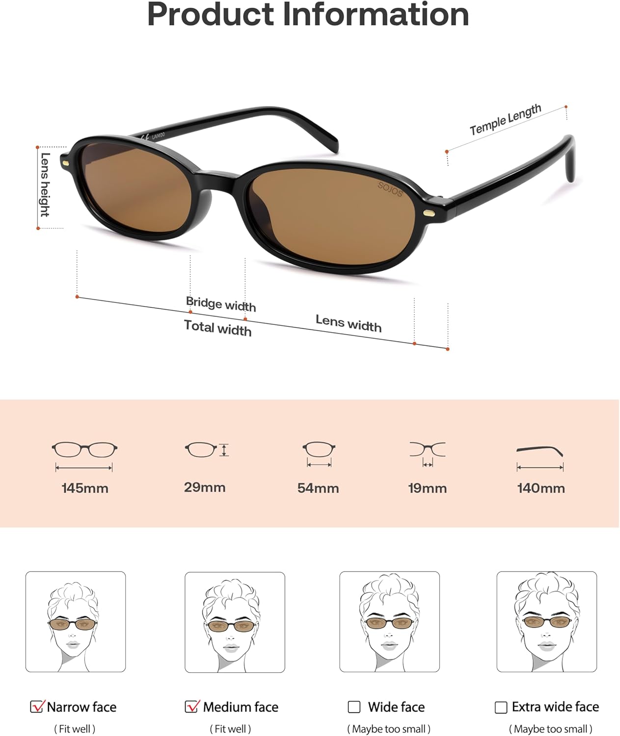 SOJOS Retro Polarized Rectangle Oval Sunglasses for Women Men,Trendy Petite Shades Skinny Rim UV400 Protected SJ2668 - Image 5