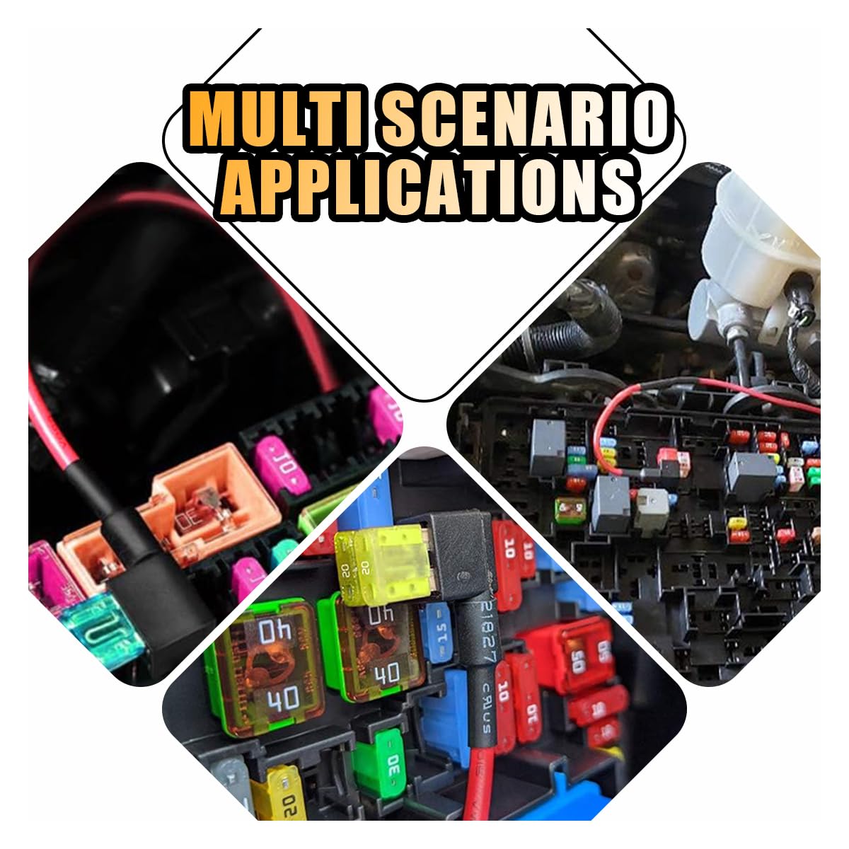 5 fusibles de circuito adicional de 12 V para automóvil, adaptador de grifo de fusible automotriz, mini portafusibles ATM ATO, juego de fusibles con 4 insertos de 15 A, fusible de circuito adicional