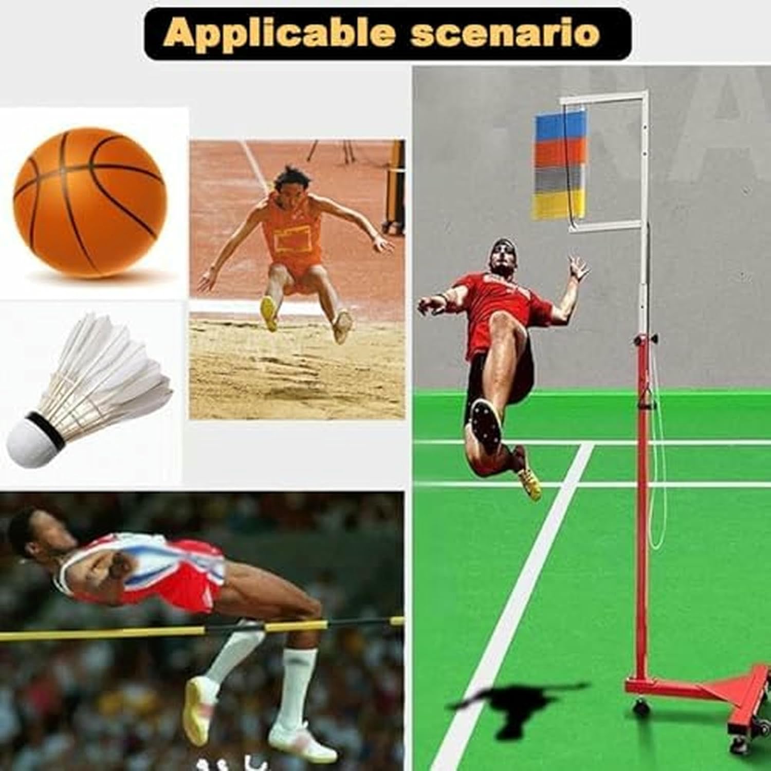 Free-Standing Jump Measurement Tester，Height Adjustable Vertical Jump Tester, Vertical Challenger Jump Tester, Measuring Tool for High Jump Training, Metal Jump Measuring Tool with Stable Ba~/