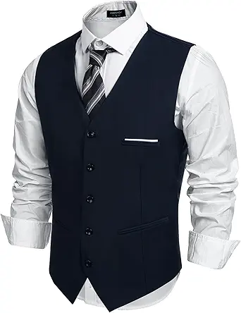 COOFANDY Men's Casual Dress Suit Vest Slim Fit Business Formal Waistcoat Vest