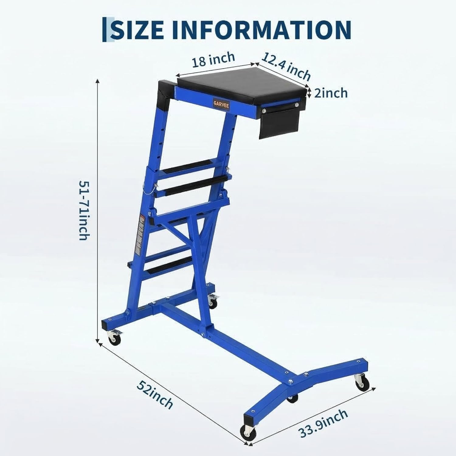 PeakPursuit 400LBS Engine Creeper for Trucks, High Top Over Engine Creeper, Adjustable Height 51-71in,Easy to Fold,Back-Saving for Mechanics Long Time and Lifted Automotive Repair