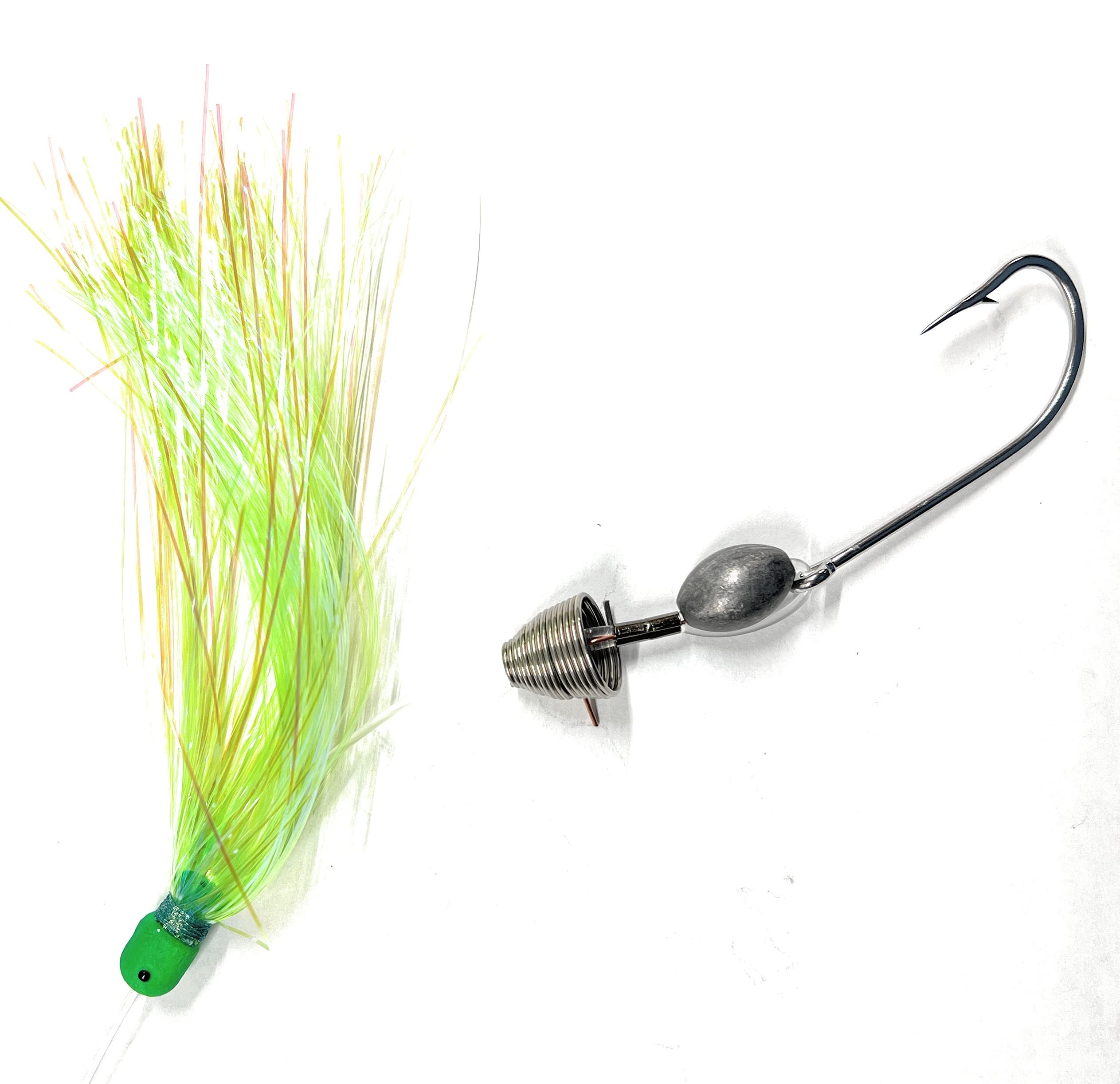 (1pc) Saltwater Fishing Ballyhoo Rig with Mylar Dolphin Tuna Mahi  Offshore Fishing 7/0 Hook, 130lb Mono, Chartreuse Squid Ocean