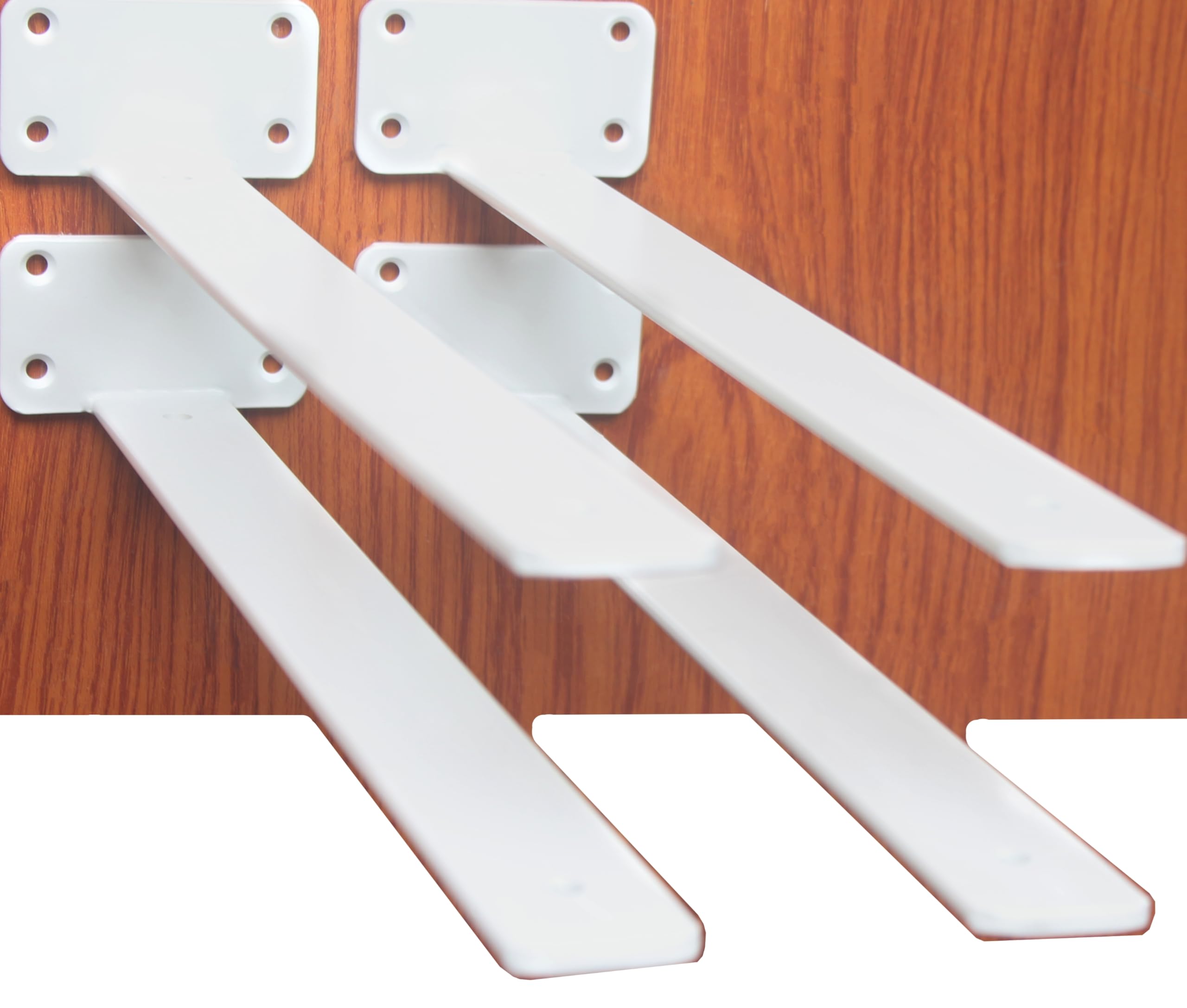 4 Pack - 18 inch White Hidden L Shelf Bracket (1/5 Inch Thicked) Iron Floating Shelf Brackets Rustic Industrial Metal Brackets for Shelf Support