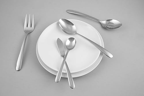 Miniatura 4 de Cambridge Silversmiths Jude Mirror - Juego de cubiertos de 45 piezas, servicio para ocho, color plateado