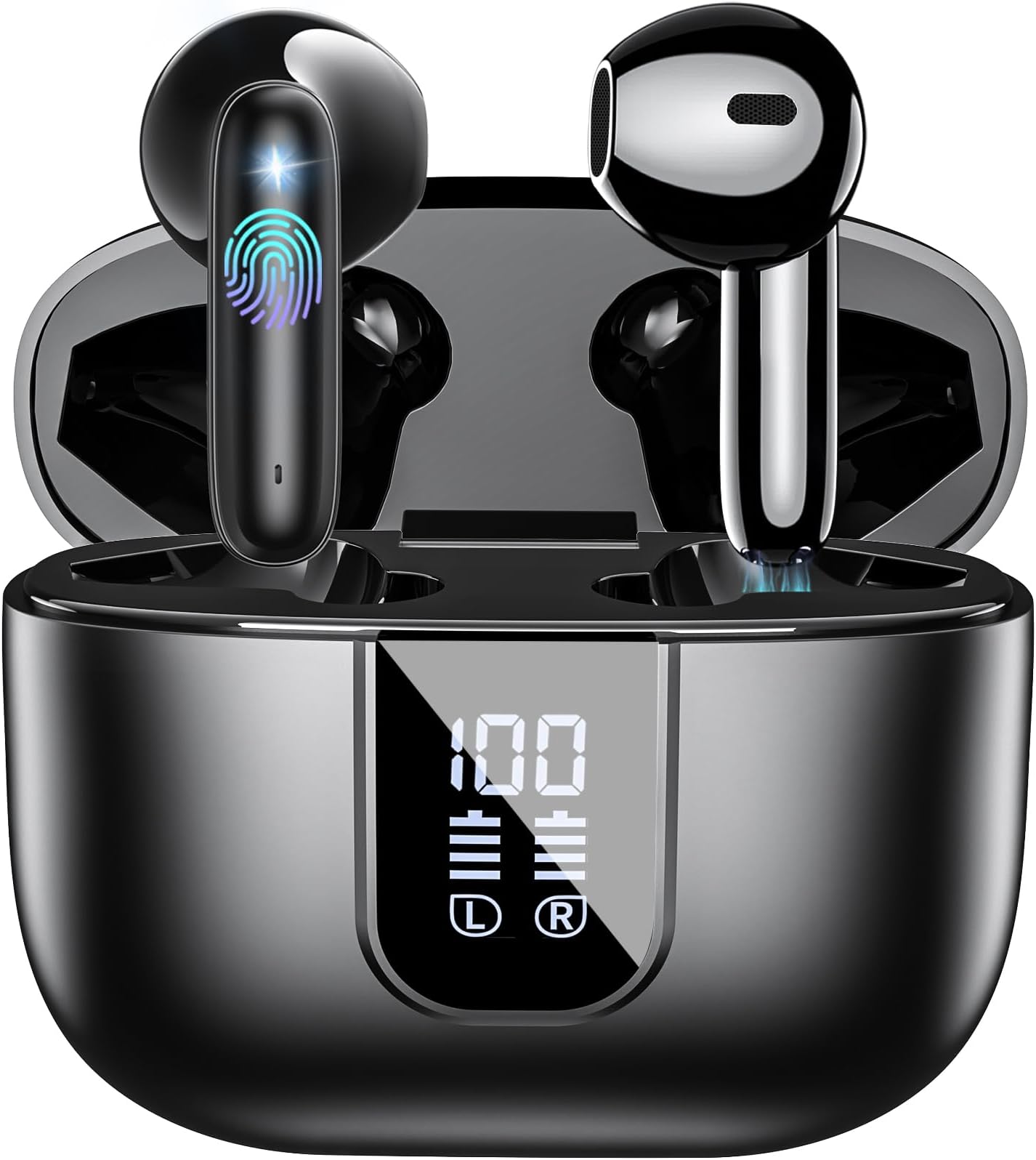 Wireless Earbuds Bluetooth 5.4 in Ear Buds 6 Mic ENC Noise Cancelling Clear Calls, Deep Bass HiFi Stereo Sound Earphones Black