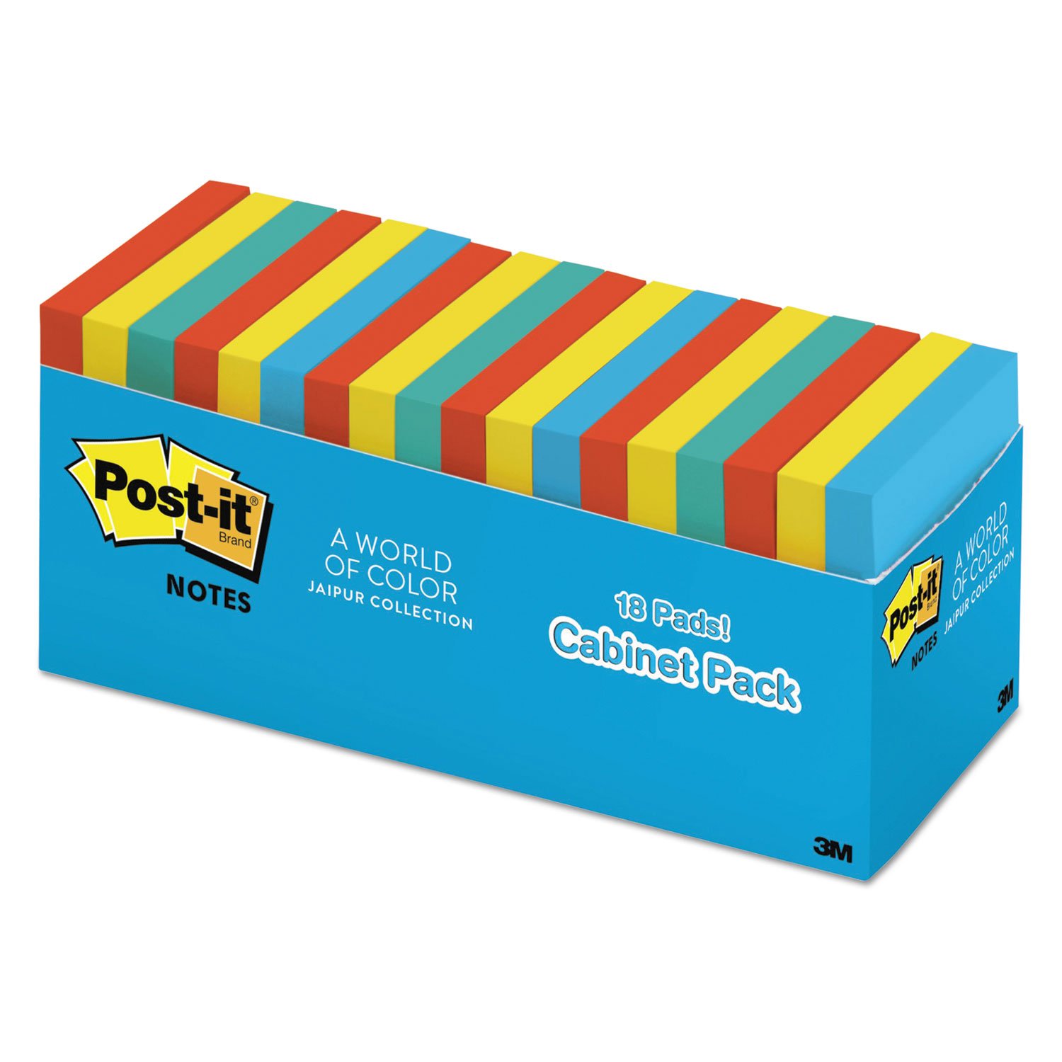 3M 65418Brcp Post-It Note Pads Cabinet Pack, 3 X 3, Jaipur Colors, 18 Pads/Pk