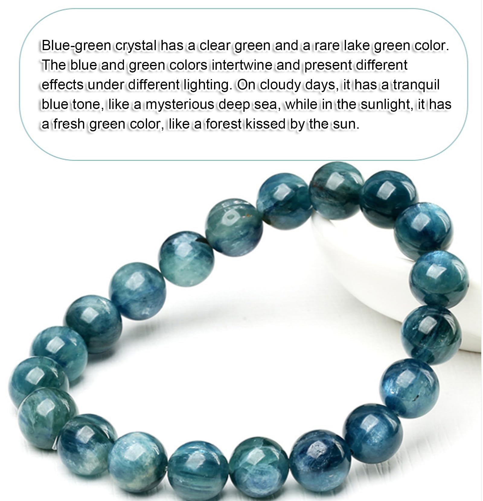 Bracciale Naturale in cianite Bicolore Verde e Blu – Bracciale Elasticizzato con Perline Rotonde in cianite Bicolore Blu-Verde – Gioielli in Cristallo curativo