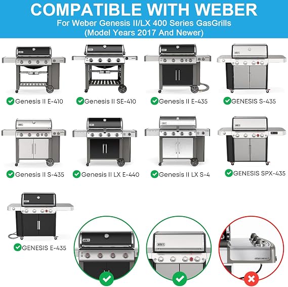 Full Size Griddle Insert for Weber Genesis II 400 Genesis II LX 400 Series Gas Grills, Flat Top Griddle Plate for Weber Genesis II E-410/E-415/E-425/E-435, Genesis II LX 440, Replace for 6789