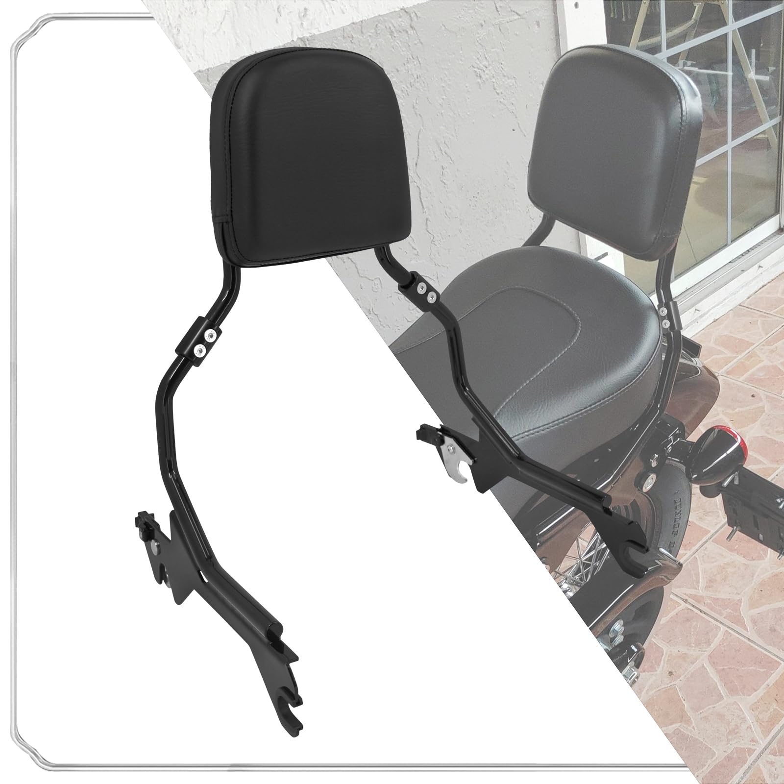 Amazon | HDBUBALUS バイク シーシーバー バックレスト パッド付き 