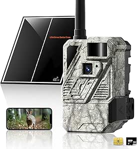 Zleo 4G LTE Cellular Trail Camera Without Subscription, Unlimited Free Data, Solar Game Cameras with Night Vision Motion Activated Waterproof, Built-in SIM, Live Feed, for Backyard/Wildlife Hunting asin的图片