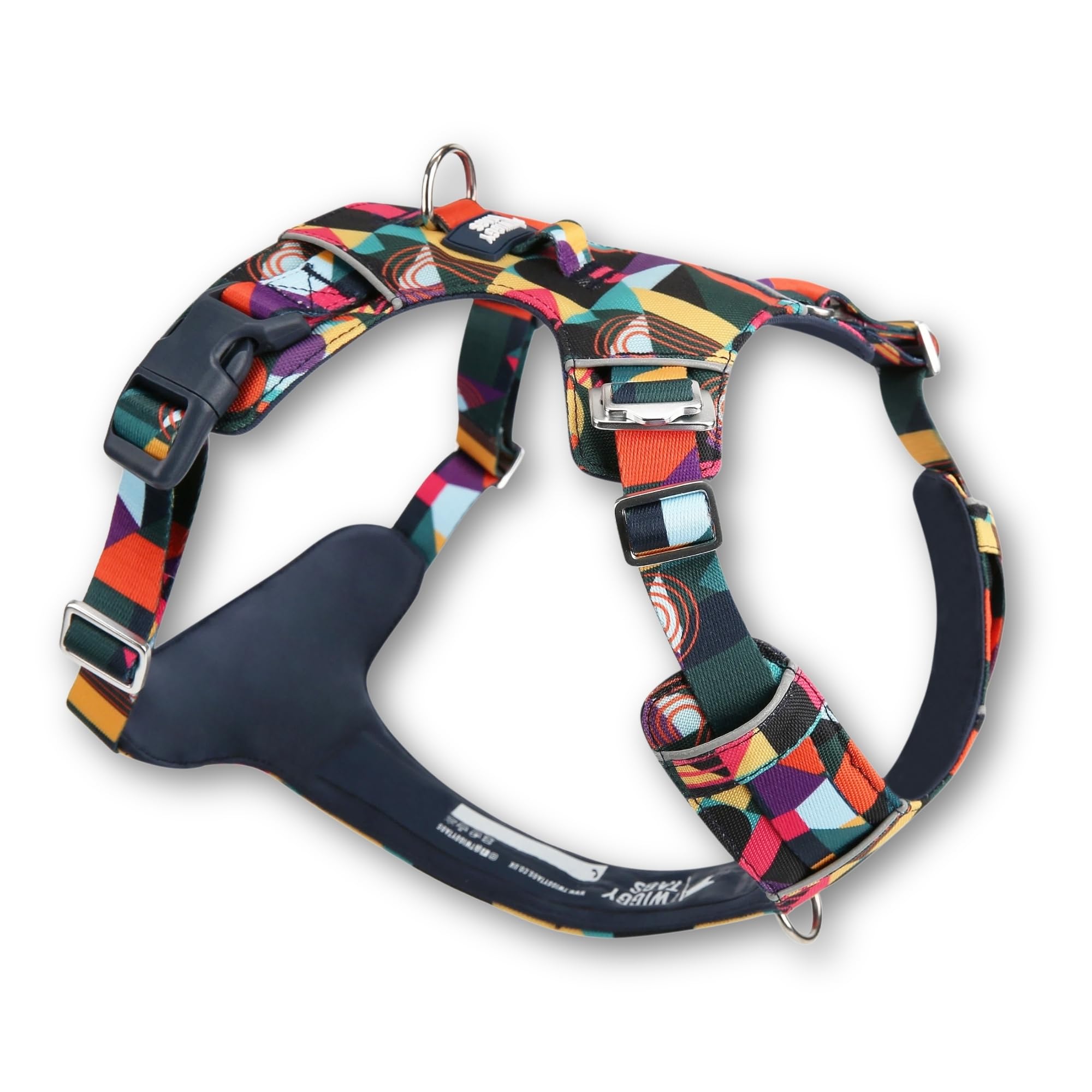 Twiggy Tags Lite Harness | Adjustable, Reflective, Durable Dog Harness | Dual lead attachment | Stain & Water Repellent, Tough & Strong | All Dog Breeds (Aurora Multi-Coloured, 2)