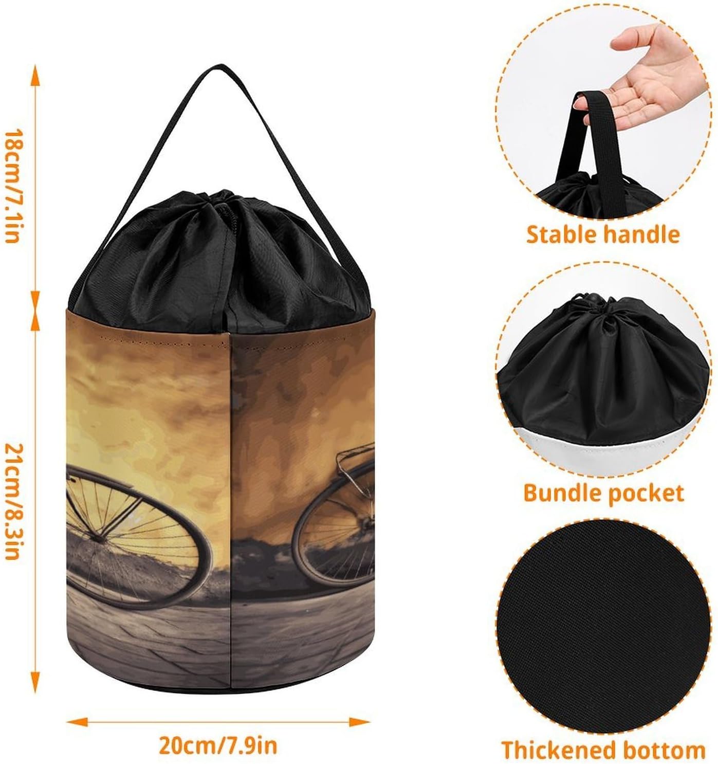 Old Bicycle Storage Bag Large Reusable,Storage Box with Handle Drawstringm, Toy Storage Organizer Travel Case for Building Toys for Puzzles, Building Blocks, Board Game, Stationery, Books image 2
