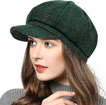 Womens Newsboy Hats Gatsby Ivy Cabbie Hat Wool Beret Paperboy Cap for Women Green Hat