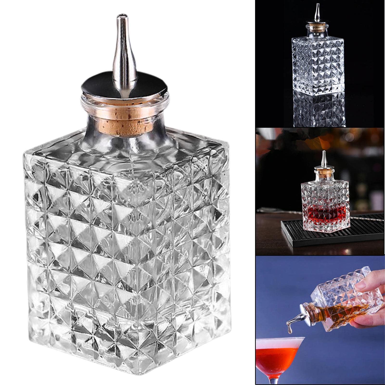 2 Pezzi di Vetro Amaro Bottle Dasher Bottle Decanter per Bar a hogar