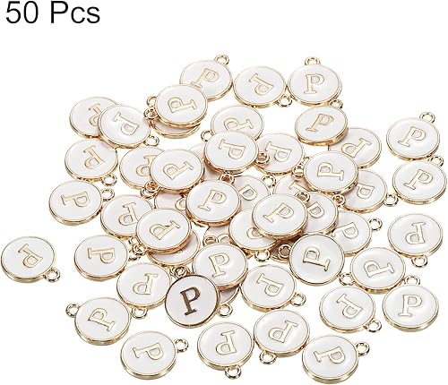 Vista 40 de MECCANIXITY Colgante de letras del alfabeto de doble cara, para collar, pulsera, aretes, joyería