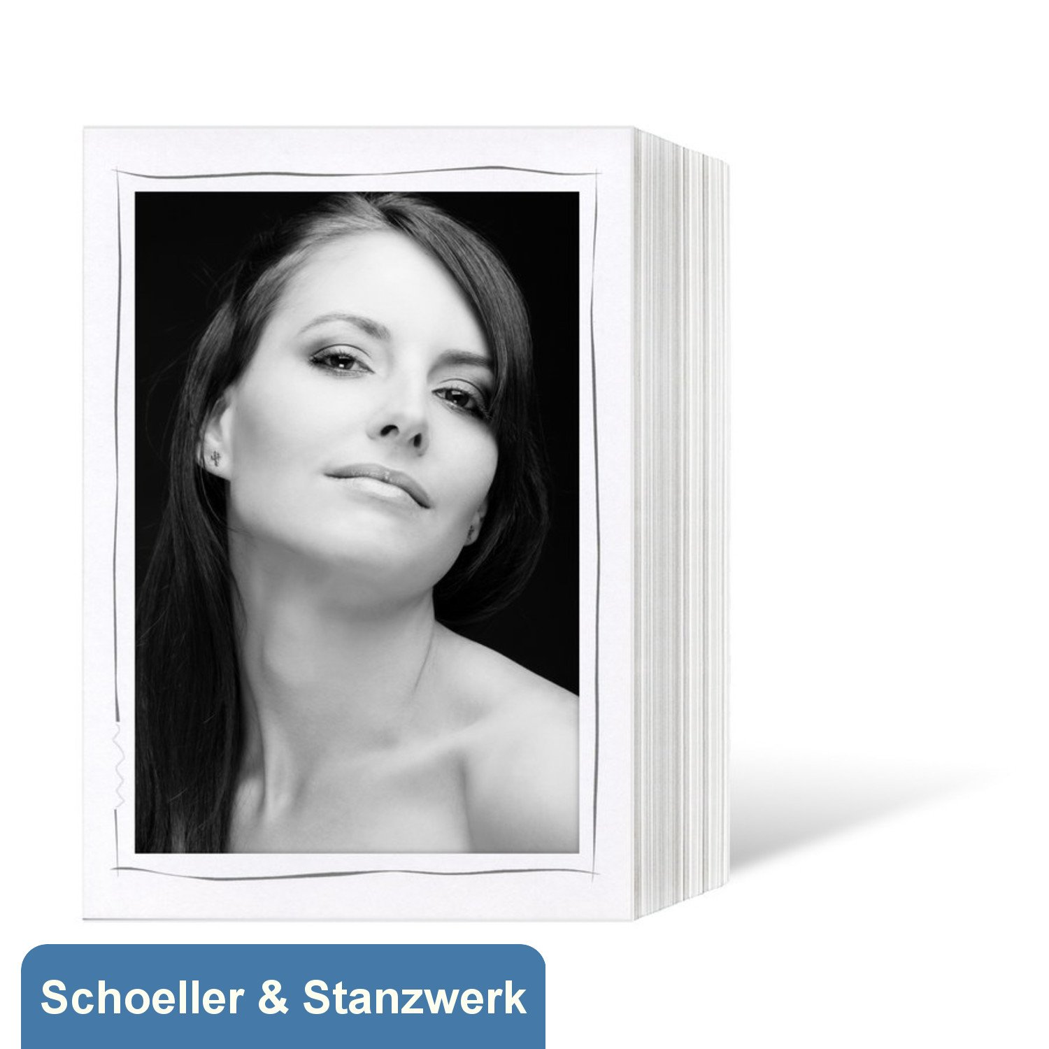 Schoeller & Stanzwerk© - 100 Stück Endlosleporellos für 13x18 cm Fotos Hochformat - weiß matt mit grauem Tuscherand